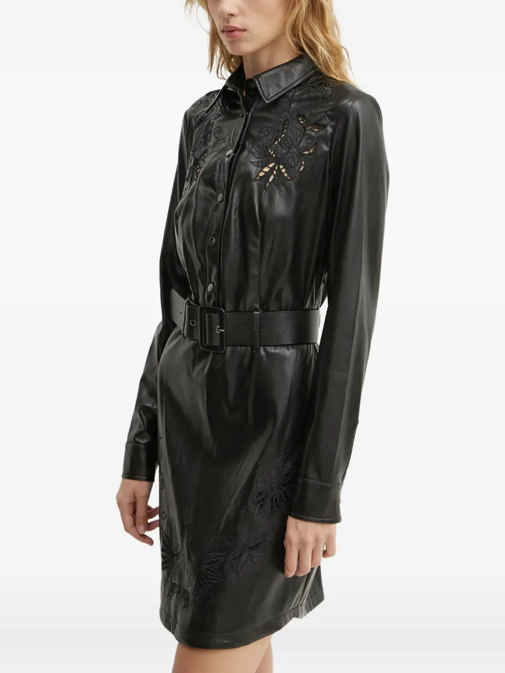 

Платье мини с цветочным принтом и поясом Guess Usa, черный