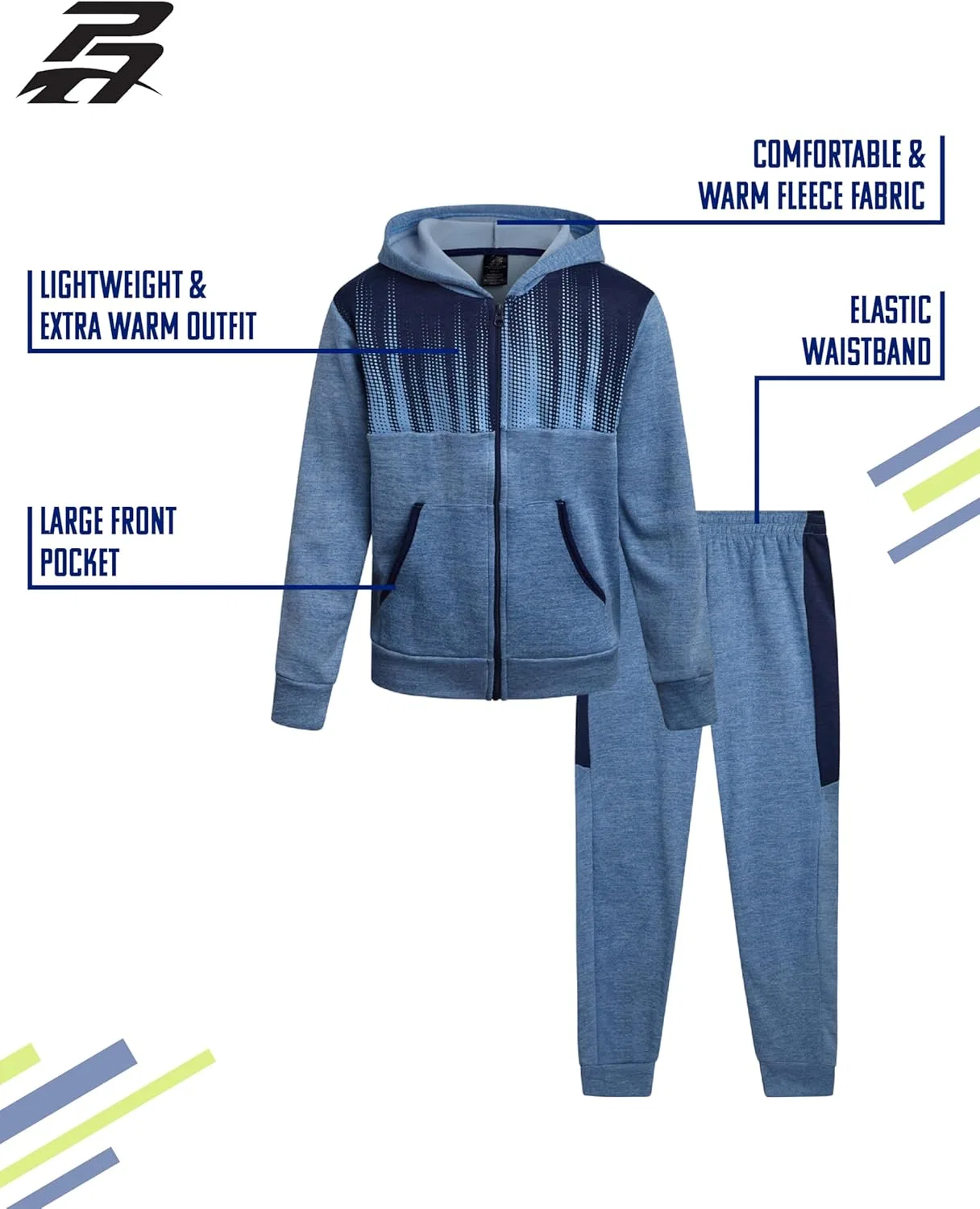 Детский спортивный костюм флисовый Pro Athlete, 2 предмета, Light Blue Colorblock — фото 2