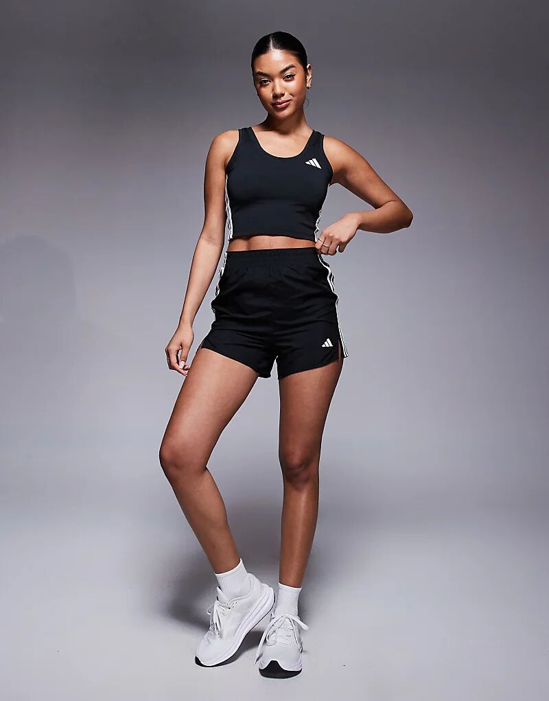 Укороченная майка adidas Training с тремя полосками черного цвета Adidas Performance — фото 3
