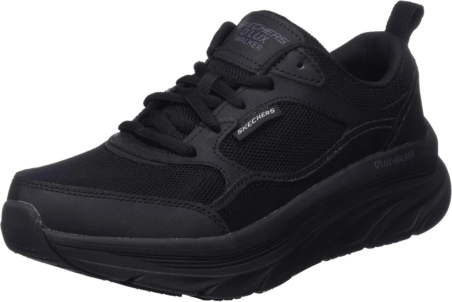 Мужские кроссовки Skechers D'lux Walker-New Moment, Black Leather Net Black Trim