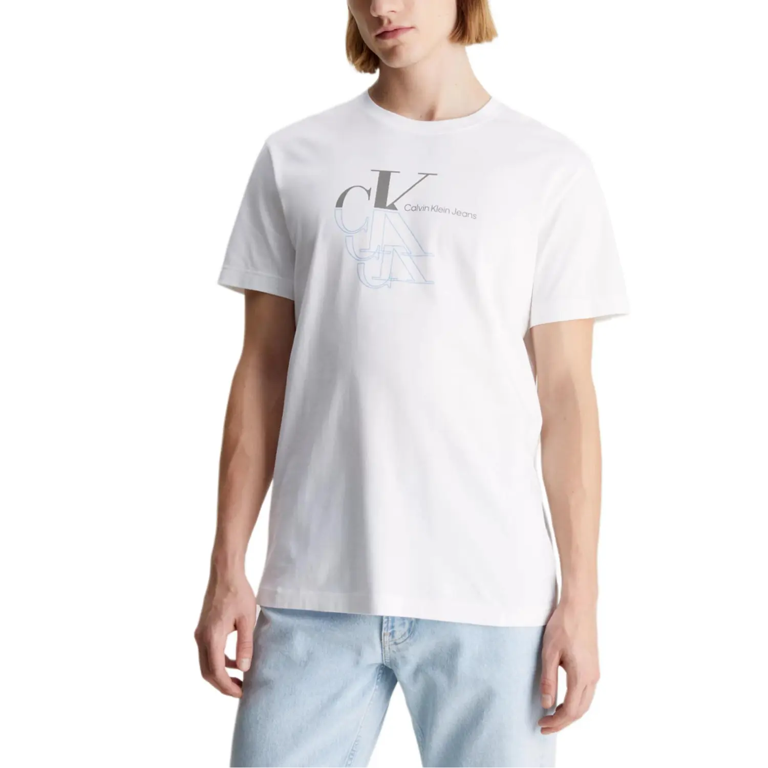 Футболка из хлопка с логотипом Calvin Klein, ярко-белый — фото 4