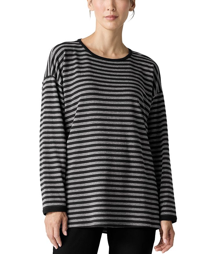 

Уютный длинный свободный топ с начесом Eileen Fisher, мультиколор