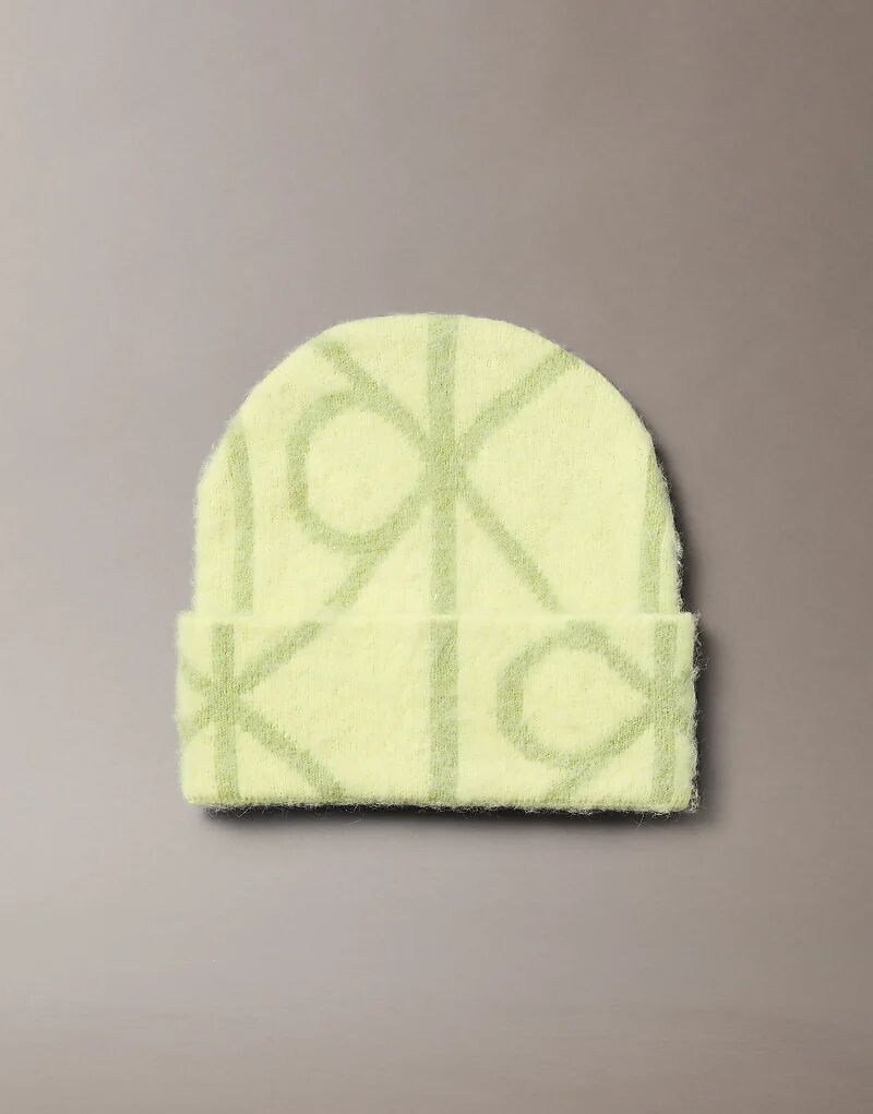 

Шапка-бини с принтом эмблемы Calvin Klein зеленого цвета с эффектом лаймовой отделки