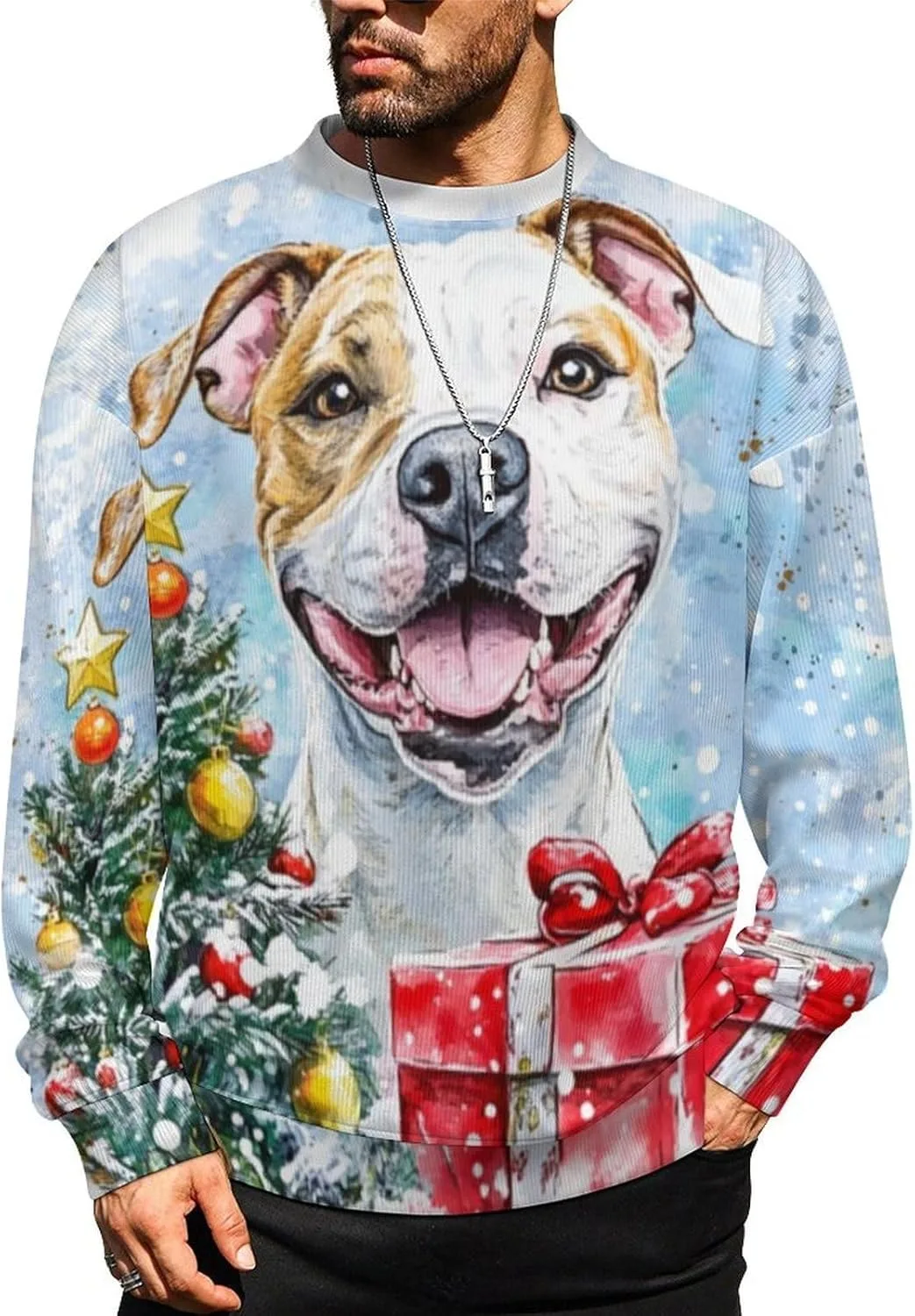 

Свитер MoBlinko с принтом улыбающихся пуделей, мужской, лонгслив