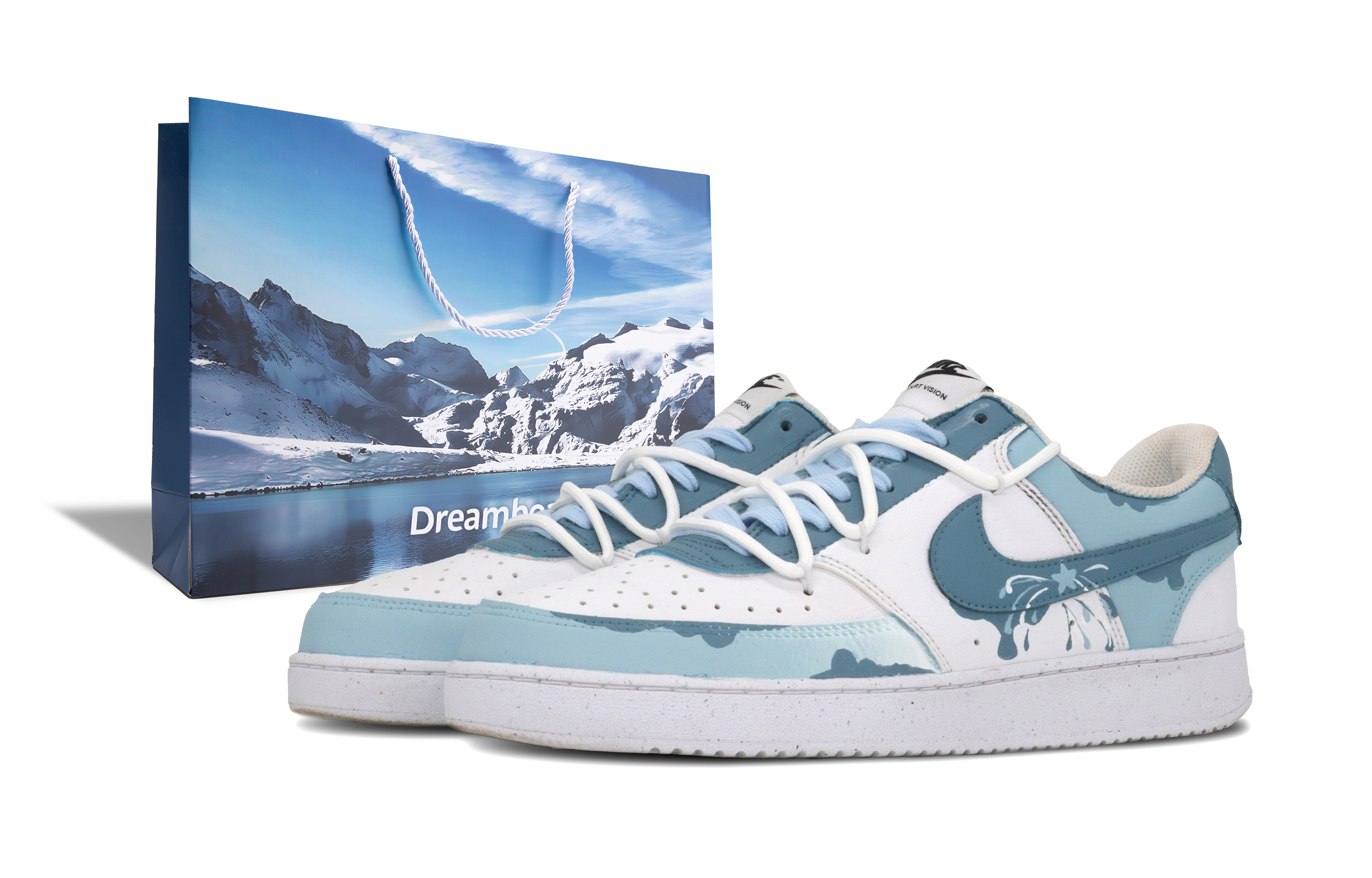 

Nike Кроссовки для скейтбординга Court Vision 1 Nebula, износостойкие, низкие, мужские, сине-белые