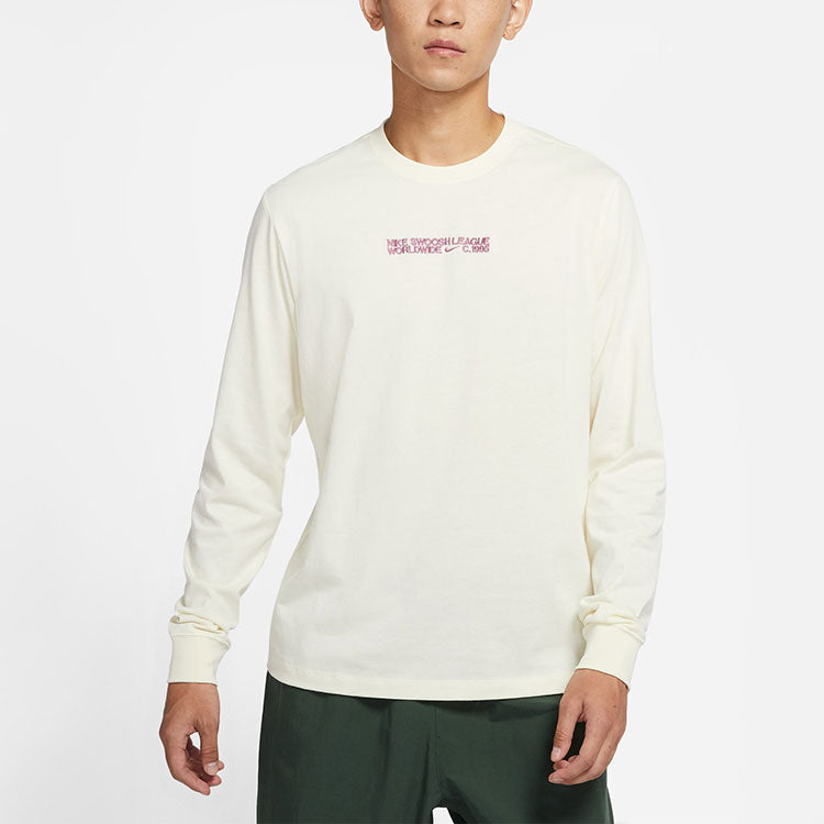 Футболка Men's Nike As Nsw Ess+ Core 3 Ls Tee Casual Breathable Round Neck Long Sleeves Coconut Milk T-Shirt DM6367-113 — фото 4