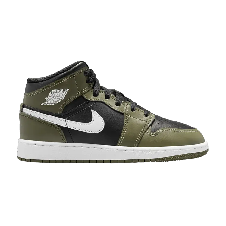 

Кроссовки Air Jordan 1 Mid GS Medium Olive, зеленый