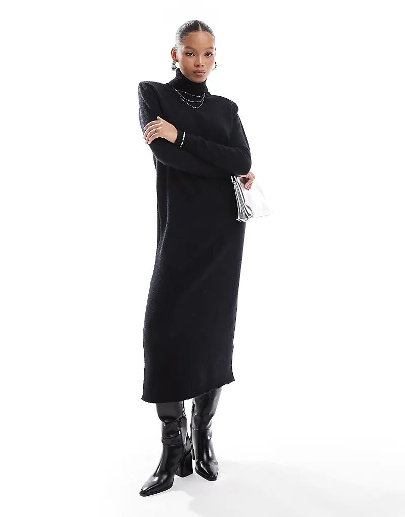 

Красивое роскошное трикотажное платье макси с высоким воротом Pretty Lavish черного цвета