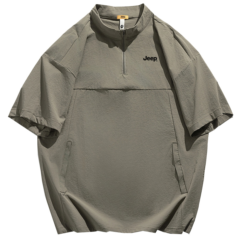 

Футболка Unisex Stand Collar тонкая прямая посадка Jeep, хаки