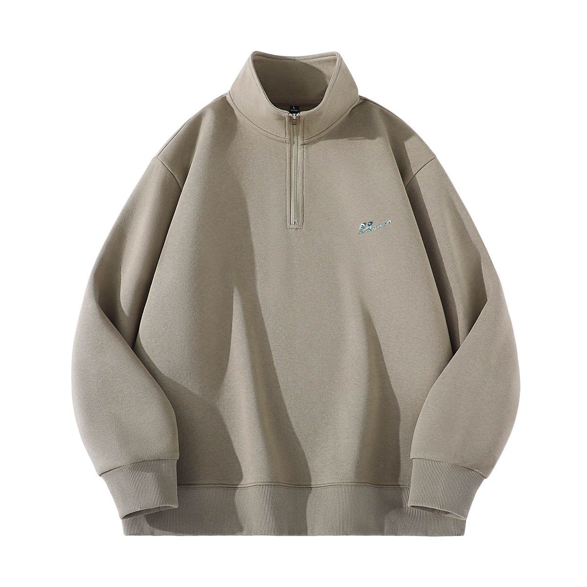 

Свитшот мужской с лацканом Moderate Plus Size WARRIOR, светло-coffee