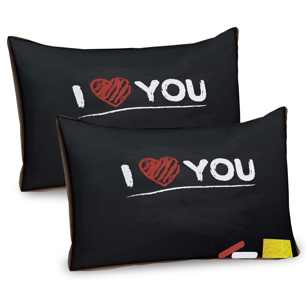 

ABAKUHAUS I Love You Комплект чехлов для подушек, 2 шт., мультяшная иллюстрация доски с написанным именем угля и сердца, чехол для подушки с декоративным принтом, 80x40 см, многоцветный