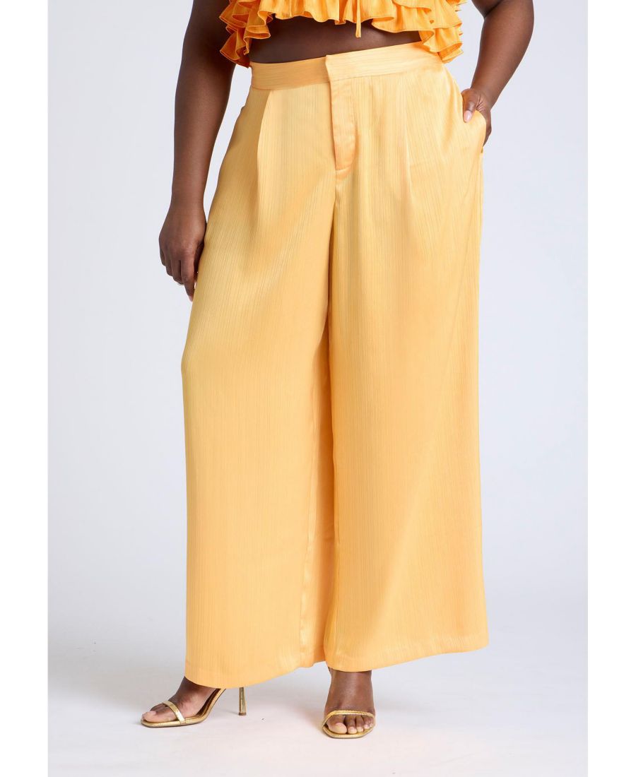 

Женские широкие брюки со складками ELOQUII, Dried apricot