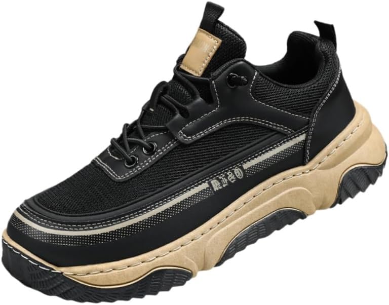 

Мужские дышащие спортивные кроссовки из сетки - мягкий и удобный верх, резиновая износостойкая и противоскользящая подошва Clolinde, черный