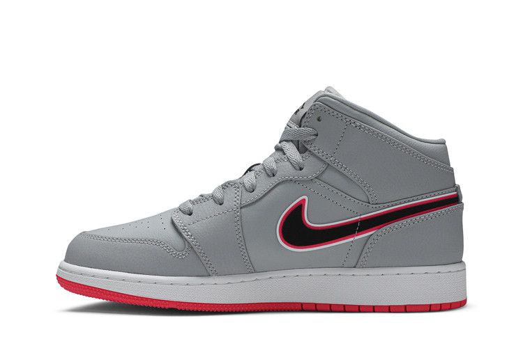Кроссовки Air Jordan Air Jordan 1 Mid GS 'Wolf Grey Pink', серый — фото 4