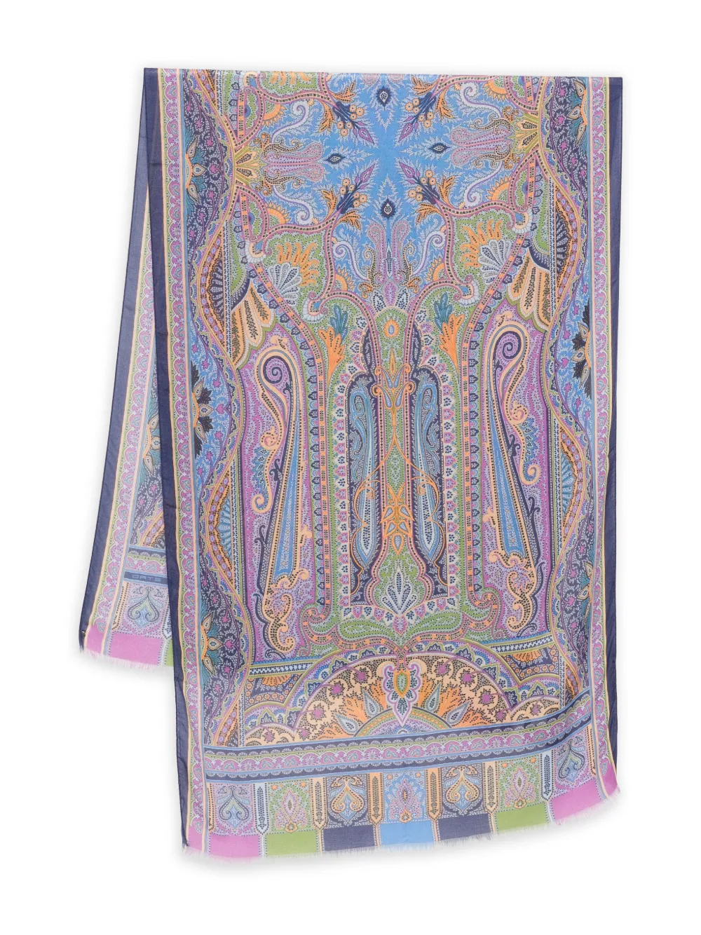 

Шарф с бахромой и узором пейсли ETRO, синий