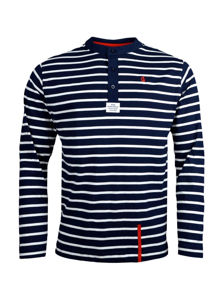 

Лонгслив Wind Sportswear Polo Pique Langarm gestreift, цвет navy-weiß