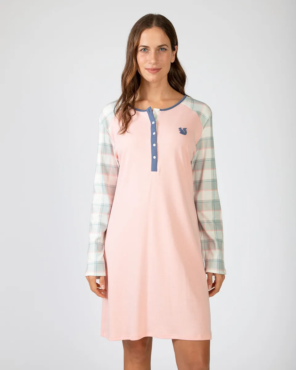 

Короткая ночная рубашка с длинными рукавами и принтом Massana, розовый/темно-синий