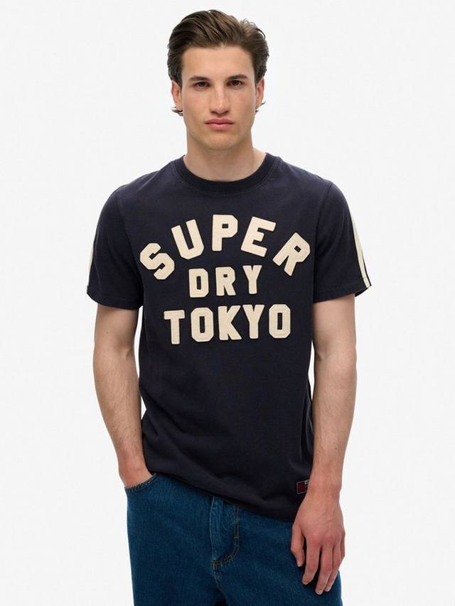 

Винтажная футболка с атлетическими полосками Superdry, Eclipse Navy