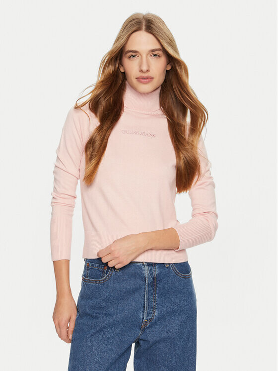 

Свитер с высоким воротником обычного кроя Guess Jeans, розовый