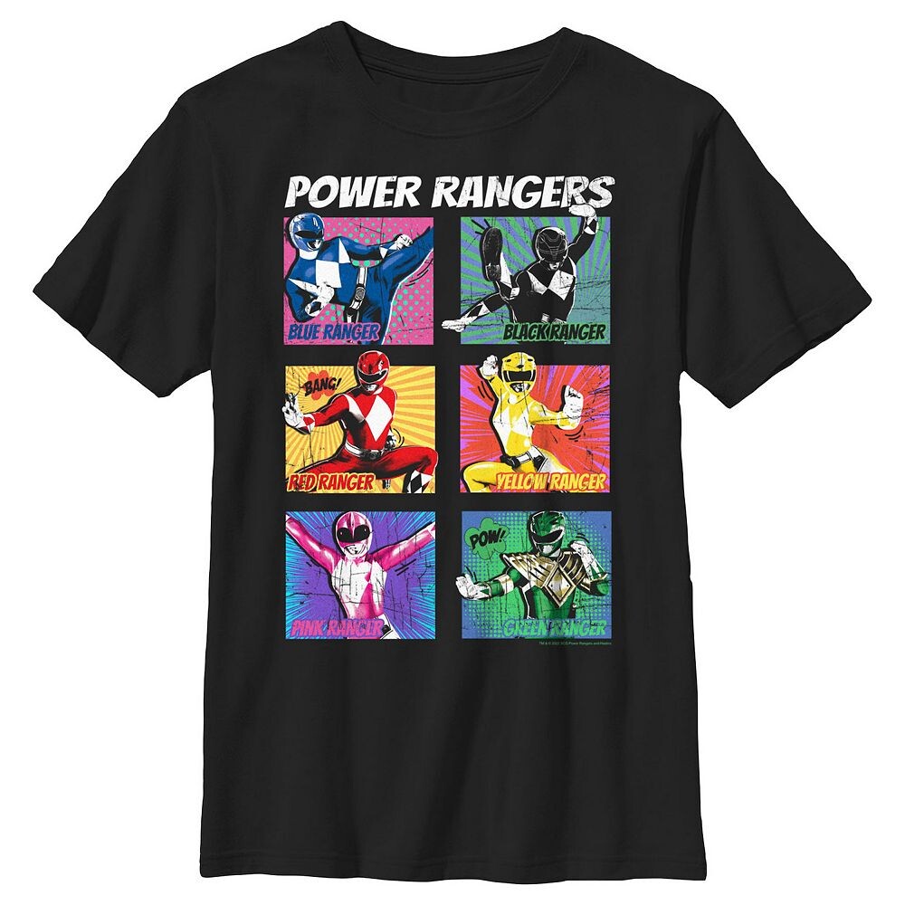 

Футболка с портретами в стиле поп-цвета для мальчиков 4–7 лет Power Rangers Licensed Character, черный