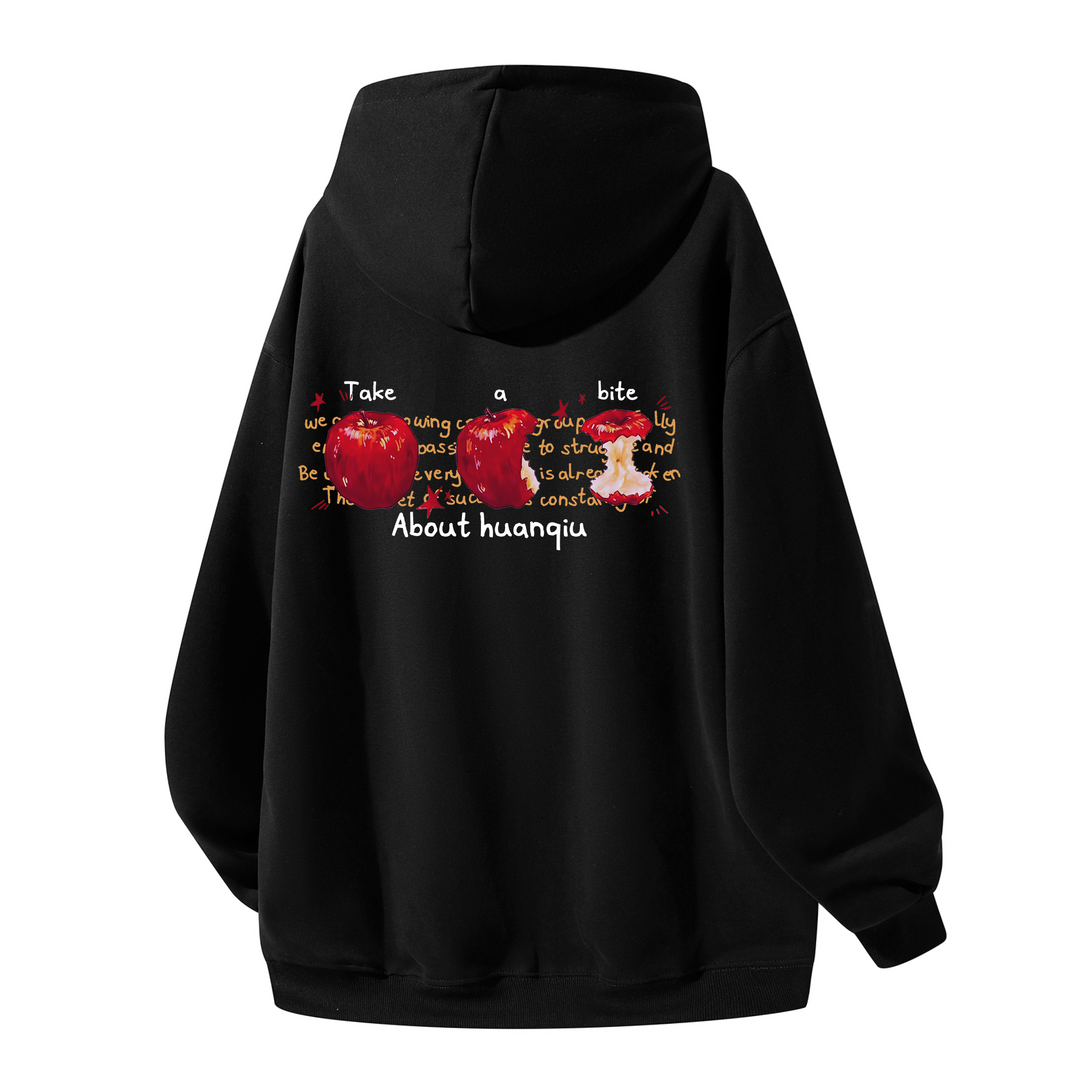 

Толстовка Unisex Hooded Thickened Heavyweight HUANQIU, черный-drawstring (fleece-lined)