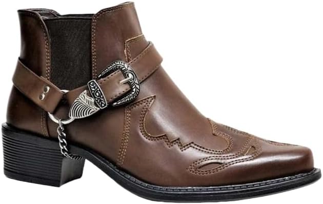 

Мужские ковбойские сапоги Hhhchpm - стиль вестерн, высокой голени, Заостренные мотоботы для езды на мотоцикле и торжественных случаев, Coffee