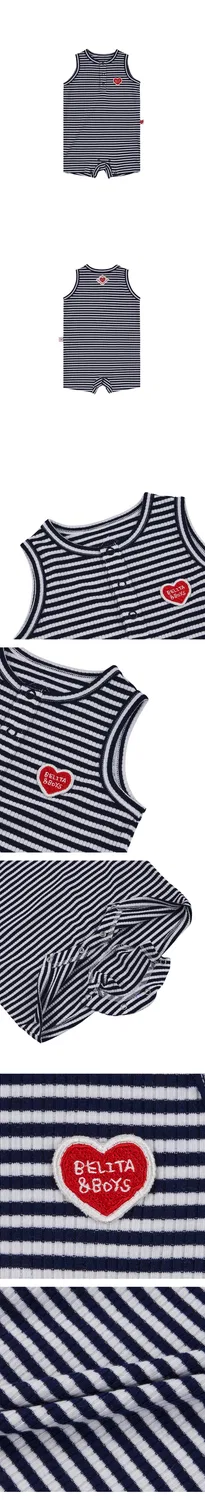 Детский комбинезон Baby BB Heart Stripe без рукавов, тёмно-синий, от Belita&Boys — фото 3