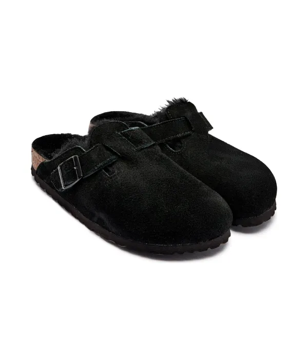 Бостонские мюли с кожаными сандалиями Narrow fit Birkenstock, черный — фото 3