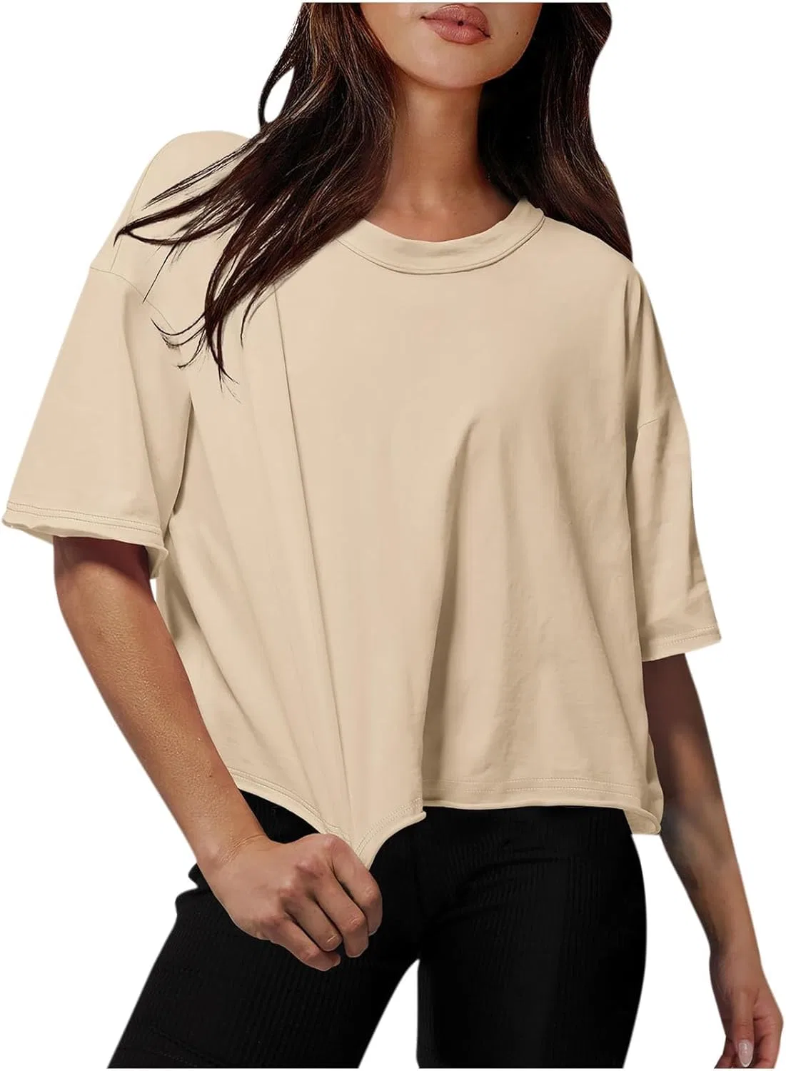 Футболка оверсайз с коротким рукавом, khaki
