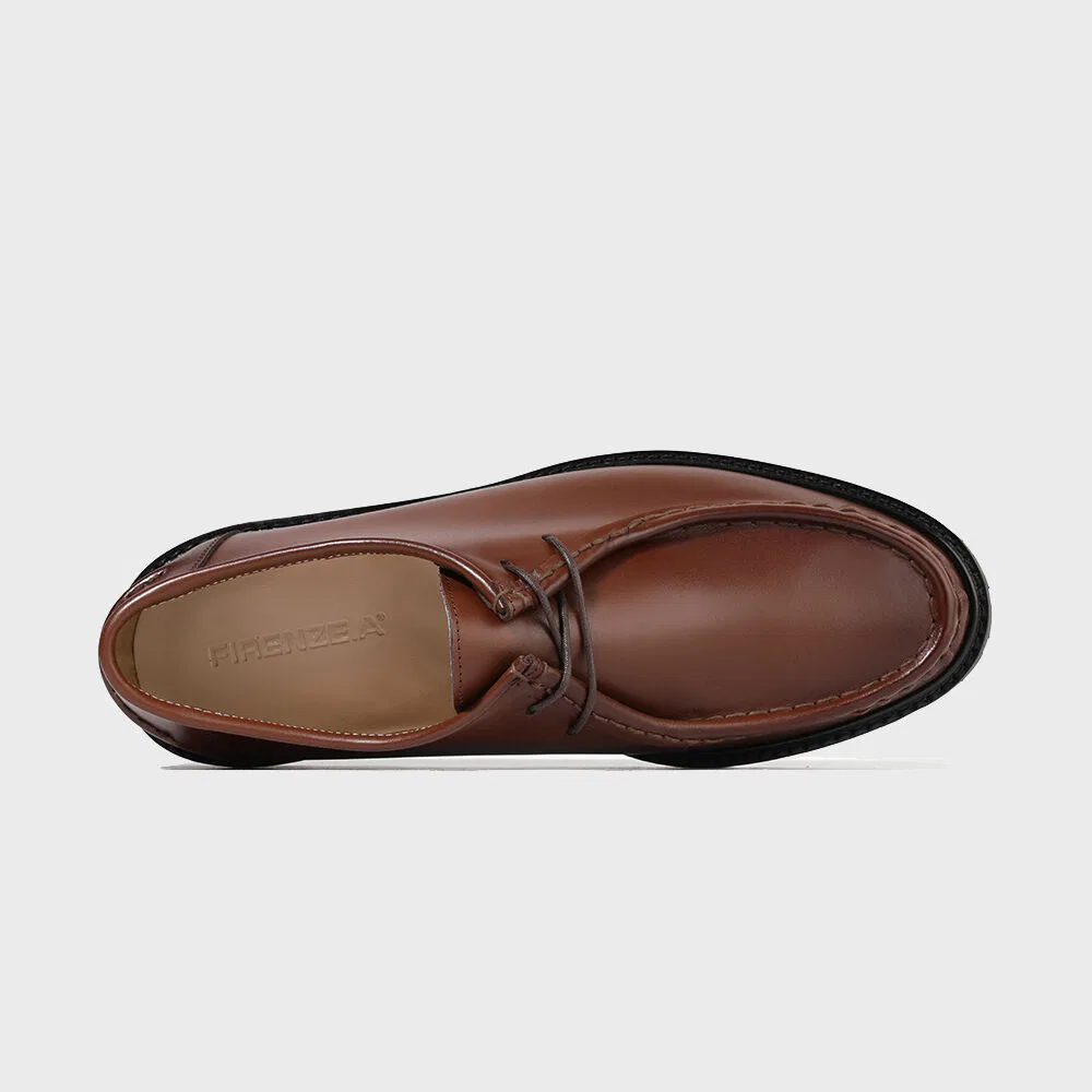 Мужские мокасины на заказ с подошвой Vibram Commando, винно-коричневые, от Firenze.A — фото 4