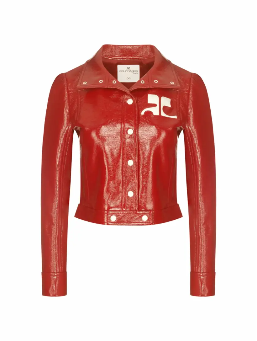 

Лакированная куртка с логотипом Courreges, красный