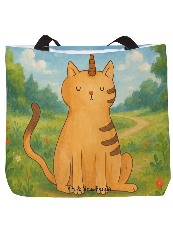 

Mr. & Mrs. Panda Сумка с изображением единорога и кошки, без надписи, белого цвета