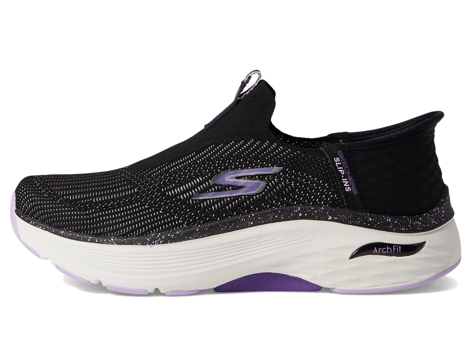 Кроссовки SKECHERS Max Cushioning Arch Fit Fluidity Hands Free Slip-Ins, черный/фиолетовый — фото 4