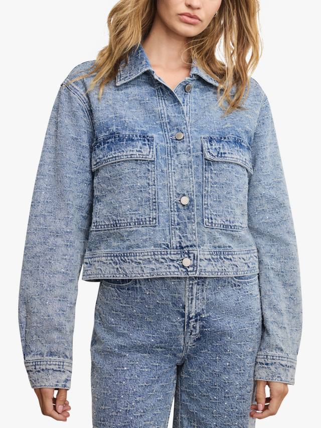 

Кристально украшенная джинсовая куртка Good American, Light Blue