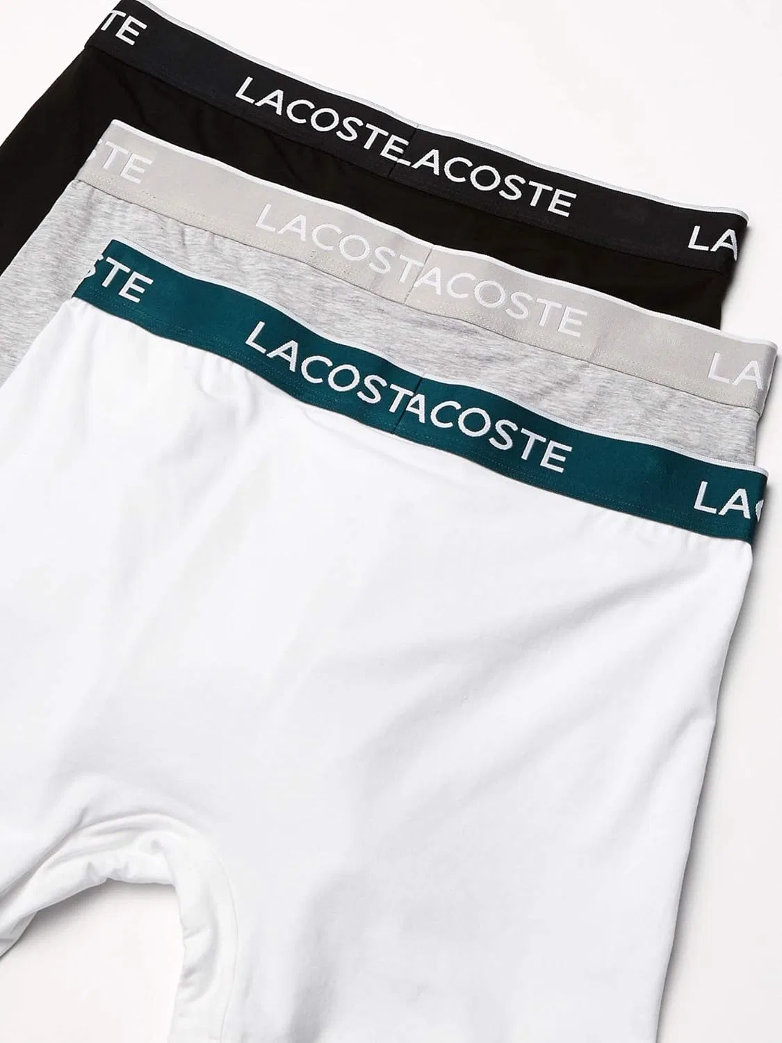 Боксеры Lacoste Набор из 3 шт., хлопок с эластаном, черный/белый/серый — фото 2
