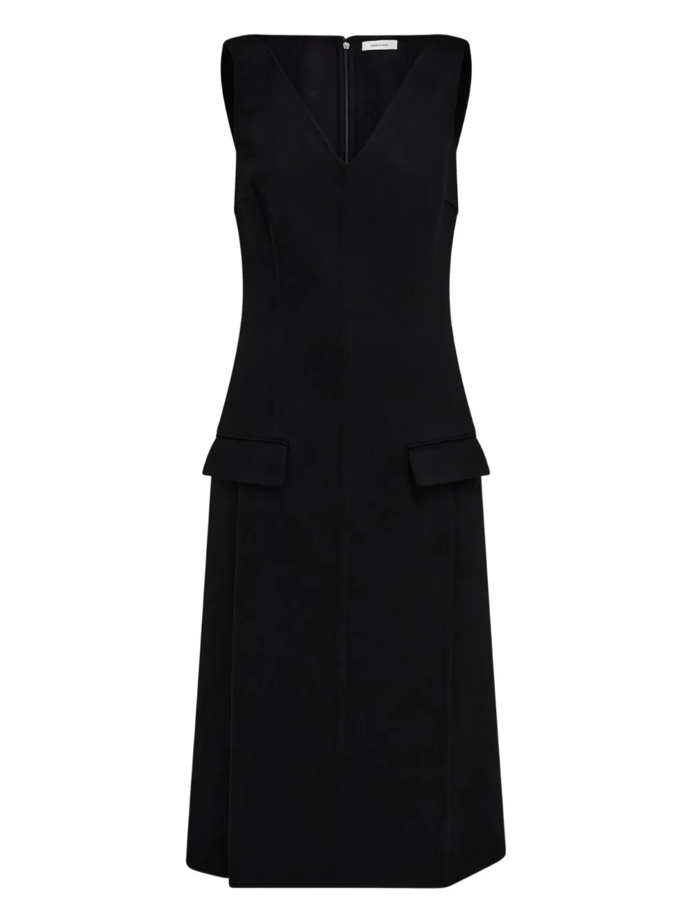 

Платье без рукавов с V-образным вырезом Ferragamo, черный