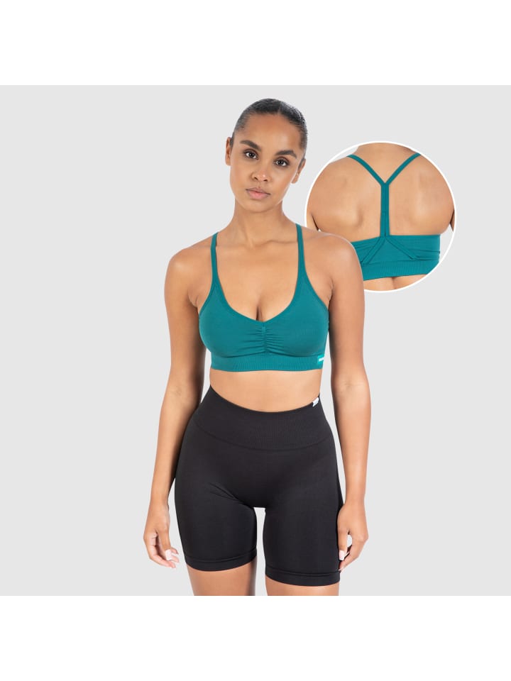 

SMILODOX Спортивный бюстгальтер Solid Scrunch Icon темно-зеленого цвета