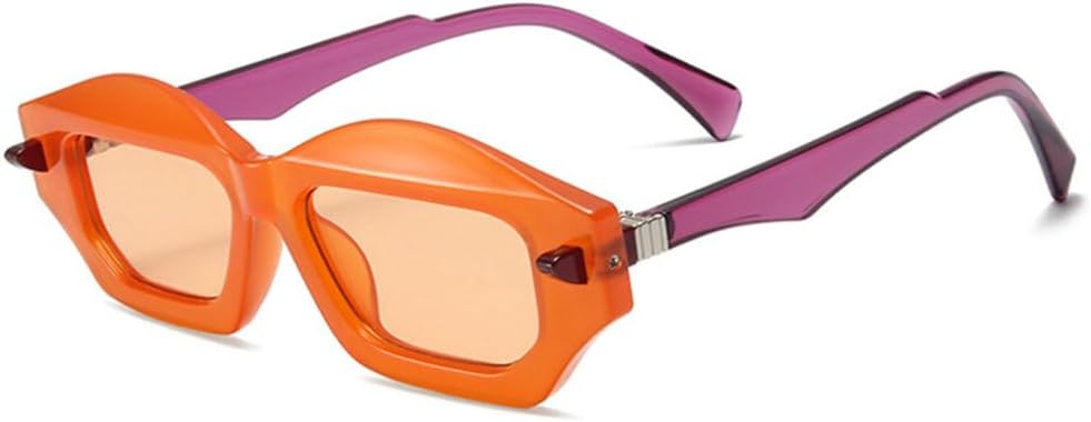 

Модные уникальные солнцезащитные очки в форме многоугольного кошачьего глаза, двухцветные, для женщин и мужчин, в стиле ретро, ​​с заклепками и градиентным переходом цвета TYUVIVO, Orange Purple Orange