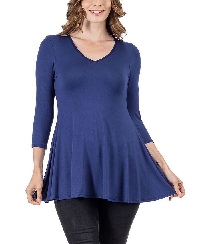 

Женская туника с рукавами три четверти и v-образным вырезом 24seven Comfort Apparel, синий
