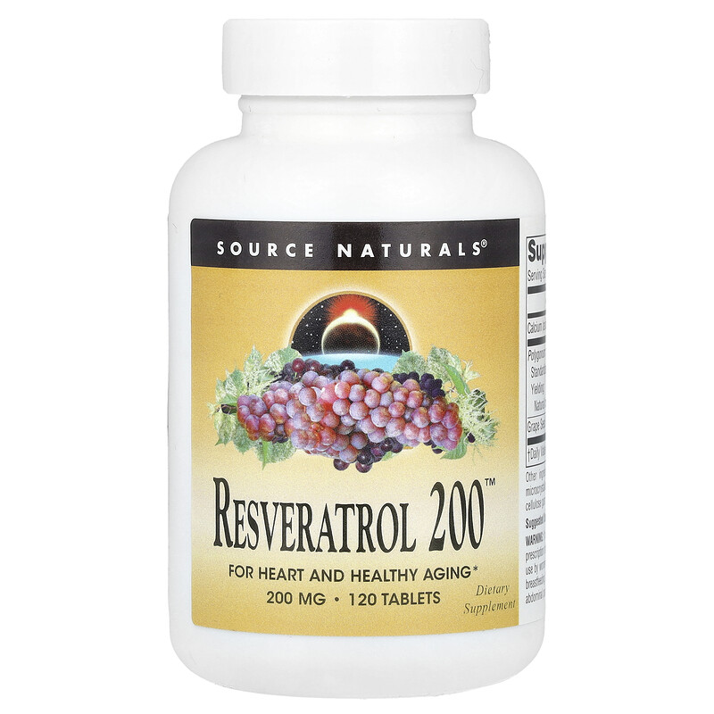

Source Naturals, Ресвератрол 200 , 200 мг, 120 таблеток