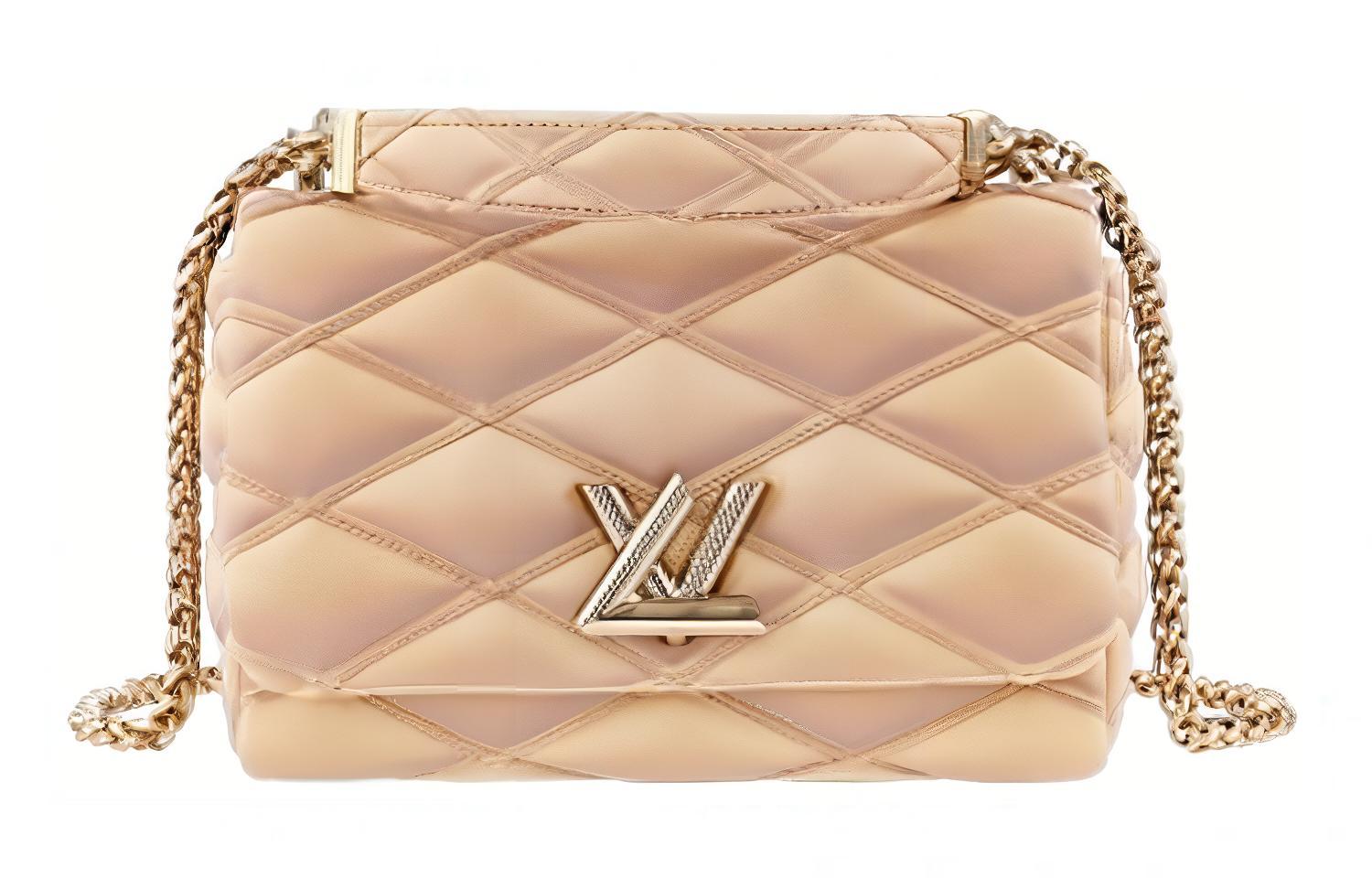 LOUIS VUITTON Сумка GO 14 Sheepskin, наплечная сумка Medium женская бежевая и фиолетовая — фото 2