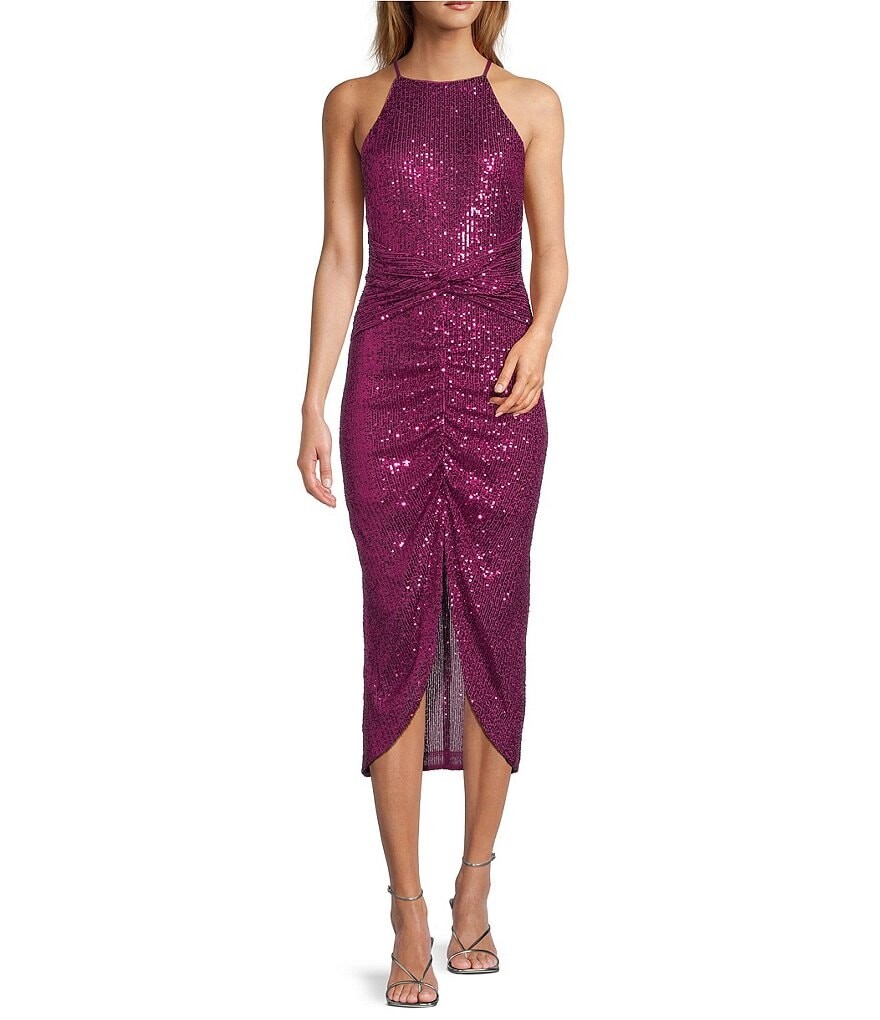 

Платье-карандаш без рукавов с пайетками Belle Badgley Mischka Isabella, розовый