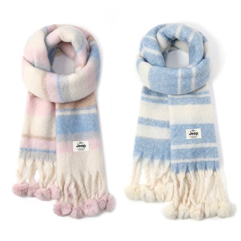 

Jeep Мохеровый вязаный шарф унисекс, 2 Pack (Blue Pink+Blue White)