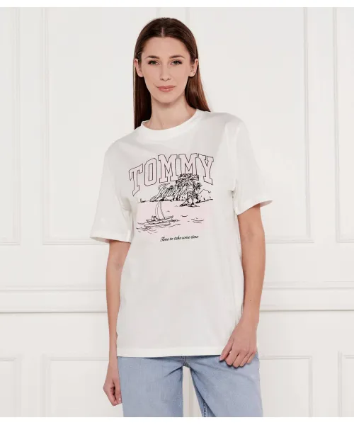 

Футболка в тональных тропиках Loose fit Tommy Jeans, бежевый