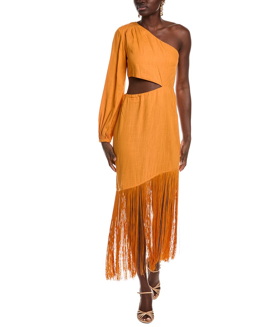 

Платье макси Le Superbe Fringe With Benefits из льняной смеси, оранжевый