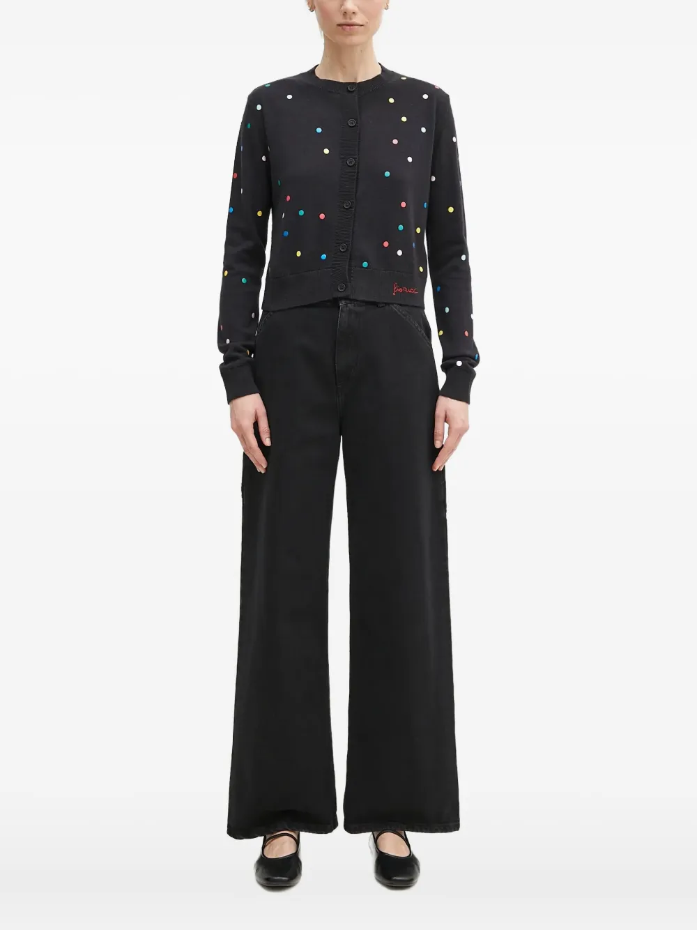 

Кардиган в горошек на пуговицах Fiorucci, черный