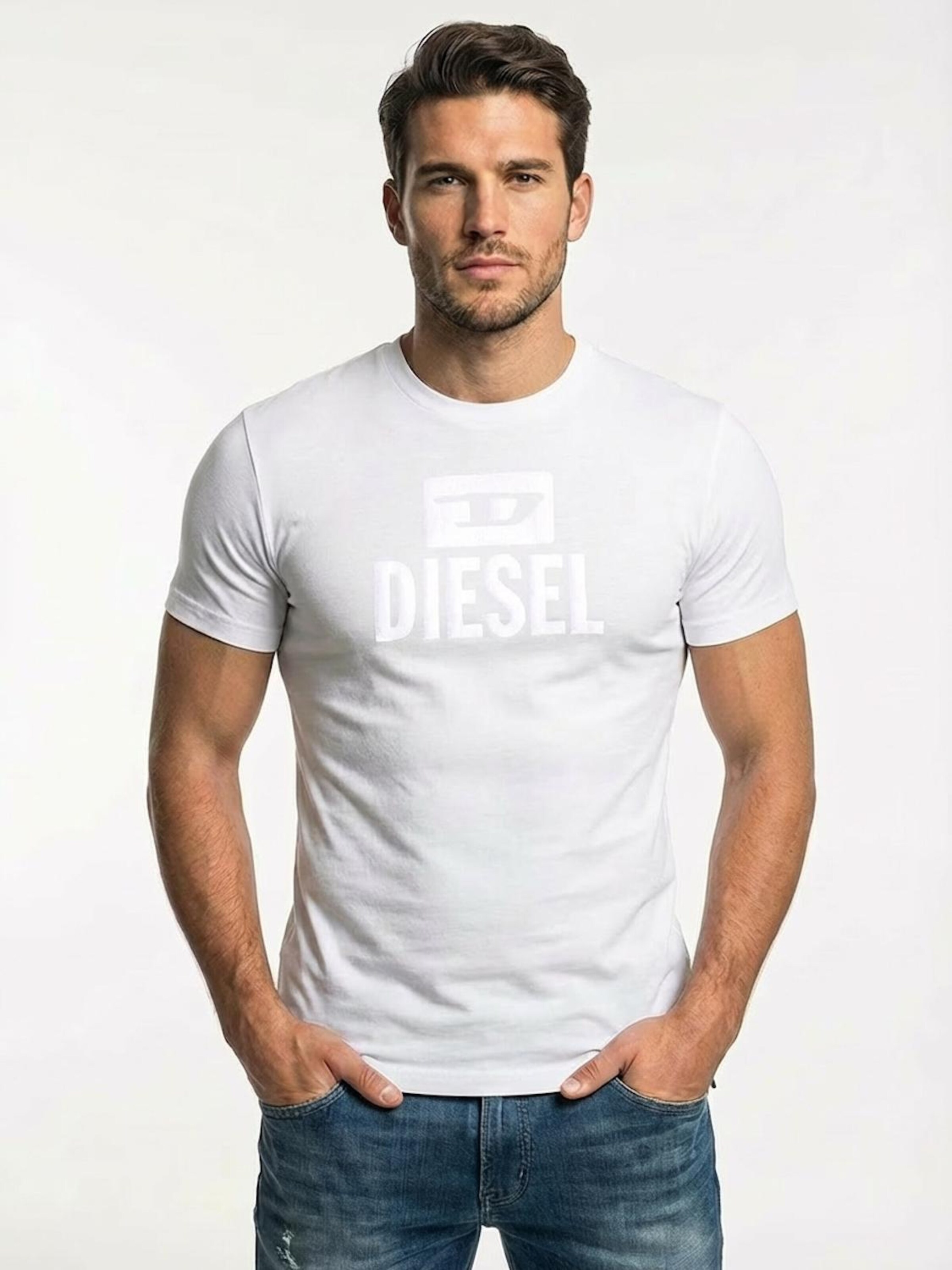 DIESEL Футболка 'T-Diego Tone On Tone' в белом цвете — фото 2