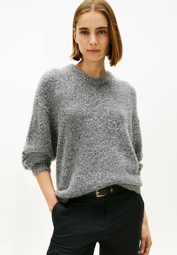 Праздничный свободный джемпер с v-образным вырезом Tommy Hilfiger, Light Grey Htr