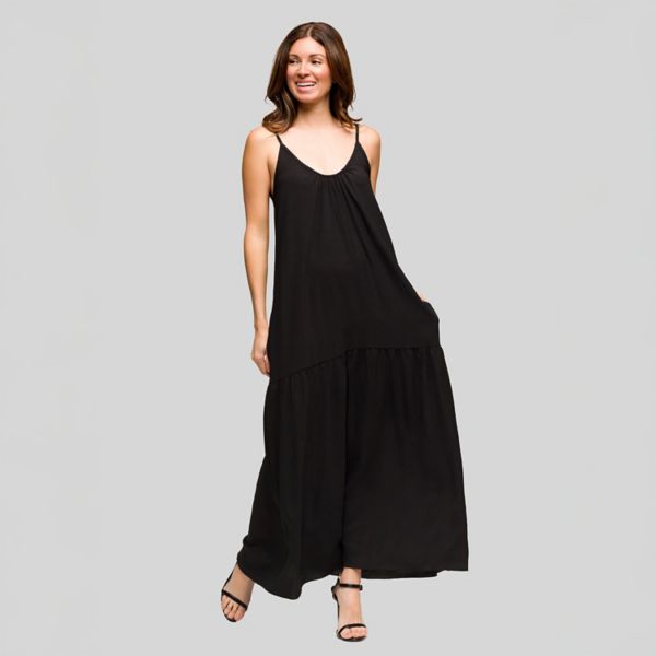 

Женское легкое макси-платье с тонкими бретелями и карманами 24Seven Comfort Apparel, черный