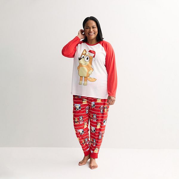 

Пижамный комплект для семьи на Рождество, 2 предмета: топ и брюки, Plus size Bluey